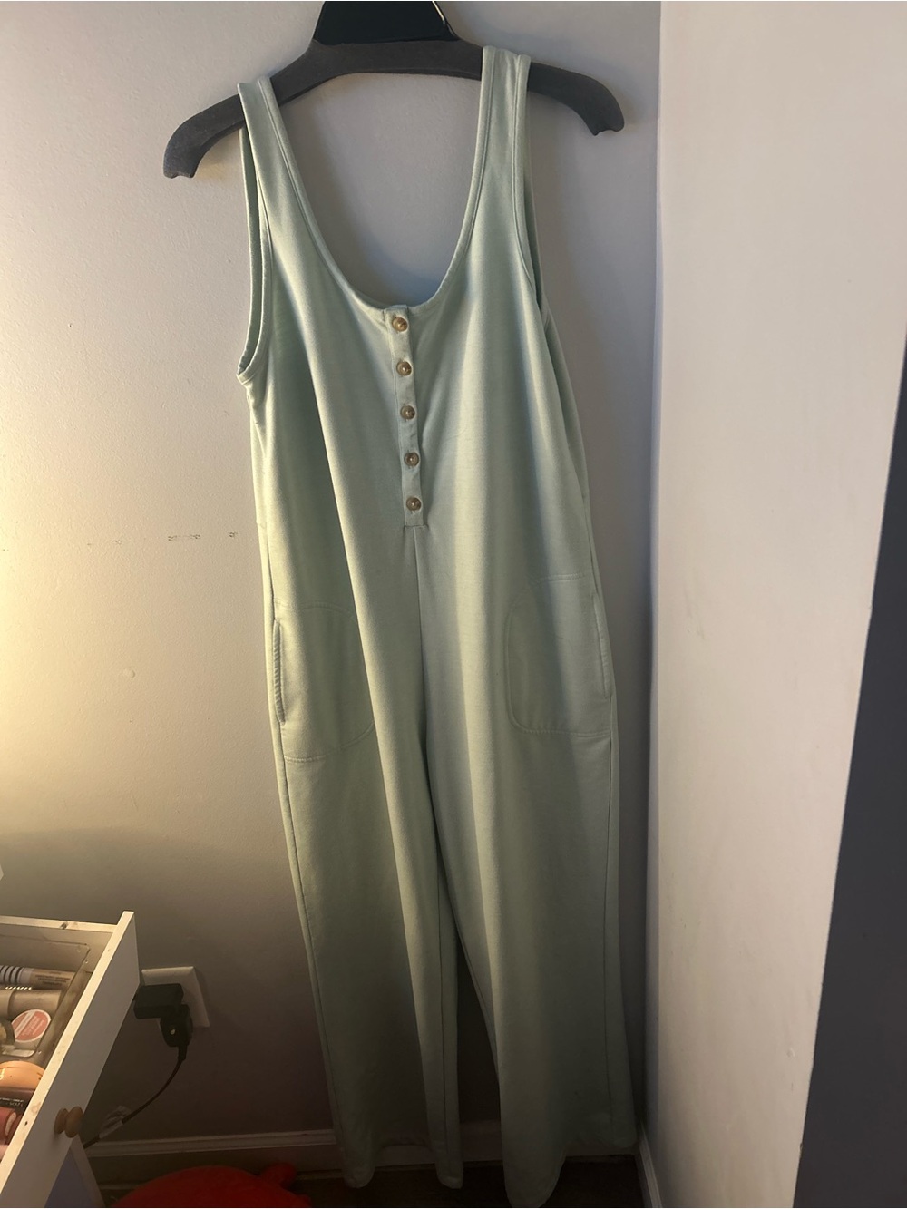 Natural Reflections Sleeveless Button-Front Jumpsuit in Light Cream